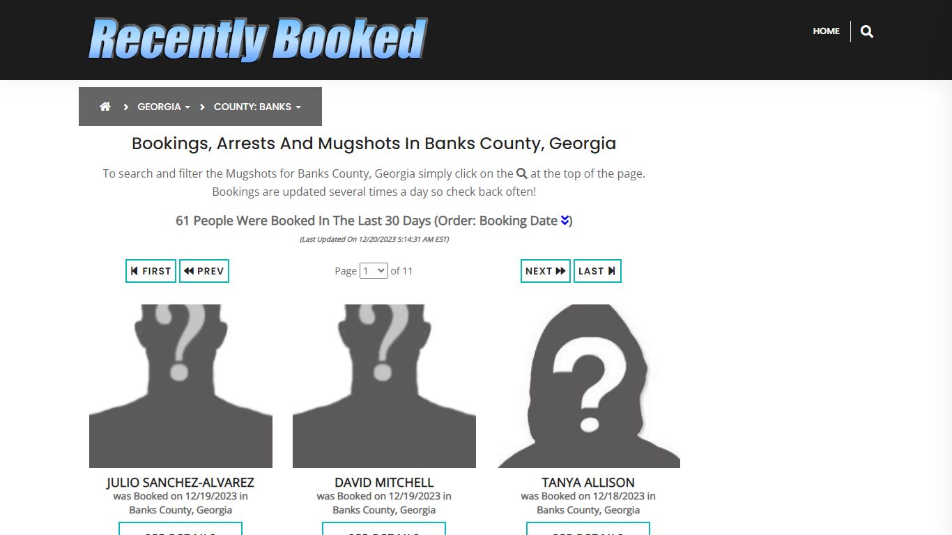 Recent bookings, Arrests, Mugshots in Banks County, Georgia